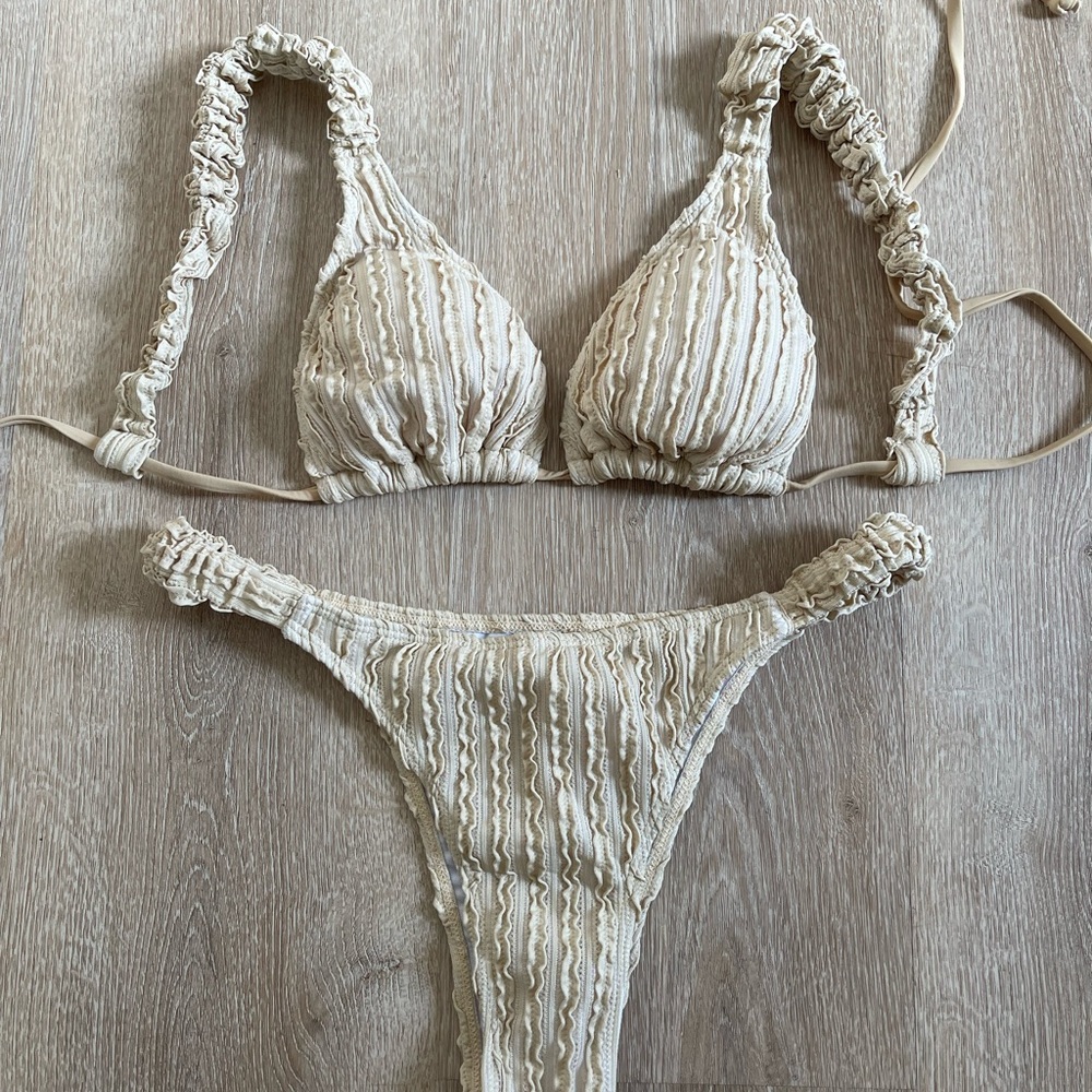 Ruched Beige Bikini Set